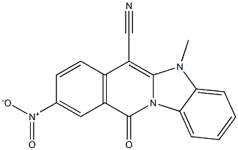 5-methyl-9-nitro-11-oxo-5,11-dihydrobenzo[4,5]imidazo[1,2-b]isoquinoline-6-carbonitrile 化学構造式