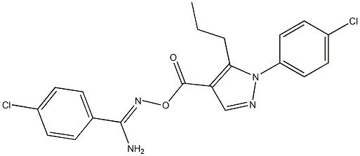 O1-{[1-(4-chlorophenyl)-5-propyl-1H-pyrazol-4-yl]carbonyl}-4-chlorobenzene-1-carbohydroximamide Struktur