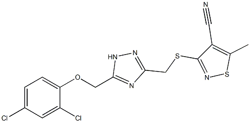 3-[({5-[(2,4-dichlorophenoxy)methyl]-1H-1,2,4-triazol-3-yl}methyl)sulfanyl]-5-methyl-4-isothiazolecarbonitrile,,结构式