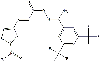 O1-[3-(5-nitro-3-thienyl)acryloyl]-3,5-di(trifluoromethyl)benzene-1-carbohydroximamide Structure