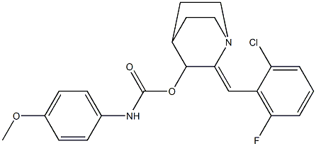 2-[(Z)-(2-chloro-6-fluorophenyl)methylidene]-1-azabicyclo[2.2.2]oct-3-yl N-(4-methoxyphenyl)carbamate|