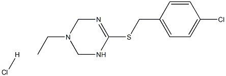 6-[(4-chlorobenzyl)thio]-3-ethyl-1,2,3,4-tetrahydro-1,3,5-triazine hydrochloride|