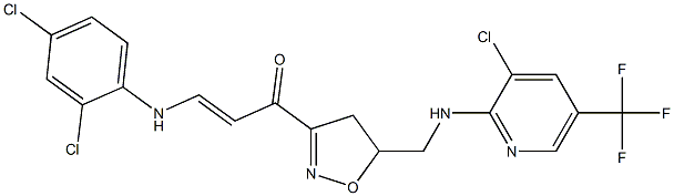 1-[5-({[3-chloro-5-(trifluoromethyl)-2-pyridinyl]amino}methyl)-4,5-dihydro-3-isoxazolyl]-3-(2,4-dichloroanilino)-2-propen-1-one Struktur