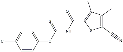 4-chlorophenyl {[(5-cyano-3,4-dimethyl-2-thienyl)carbonyl]amino}methanethioate Structure