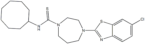 N1-cyclooctyl-4-(6-chloro-1,3-benzothiazol-2-yl)-1,4-diazepane-1-carbothioamide Structure