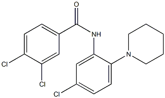 3,4-dichloro-N-(5-chloro-2-piperidinophenyl)benzenecarboxamide 化学構造式