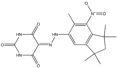 5-[2-(1,1,3,3,6-pentamethyl-7-nitro-2,3-dihydro-1H-inden-5-yl)hydrazono]hexahydropyrimidine-2,4,6-trione Structure