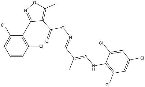 1-[({[3-(2,6-dichlorophenyl)-5-methylisoxazol-4-yl]carbonyl}oxy)imino]acetone N-(2,4,6-trichlorophenyl)hydrazone Structure