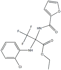 ethyl 2-(2-chloroanilino)-3,3,3-trifluoro-2-[(2-furylcarbonyl)amino]propanoate 化学構造式