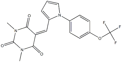 1,3-dimethyl-5-({1-[4-(trifluoromethoxy)phenyl]-1H-pyrrol-2-yl}methylene)-2,4,6(1H,3H,5H)-pyrimidinetrione,,结构式