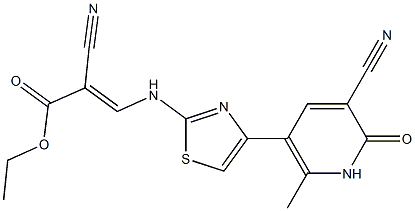 ethyl 2-cyano-3-{[4-(5-cyano-2-methyl-6-oxo-1,6-dihydropyridin-3-yl)-1,3-thiazol-2-yl]amino}acrylate 结构式