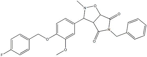 5-benzyl-3-{4-[(4-fluorobenzyl)oxy]-3-methoxyphenyl}-2-methyldihydro-2H-pyrrolo[3,4-d]isoxazole-4,6(3H,5H)-dione Struktur