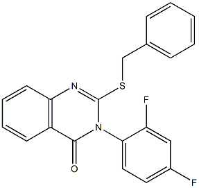 2-(benzylthio)-3-(2,4-difluorophenyl)-3,4-dihydroquinazolin-4-one Struktur