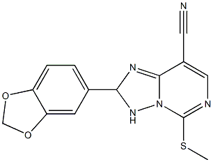 2-(1,3-benzodioxol-5-yl)-5-(methylthio)-2,3-dihydro[1,2,4]triazolo[1,5-c]pyrimidine-8-carbonitrile Struktur