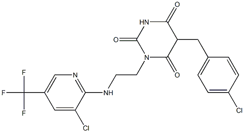 5-(4-chlorobenzyl)-1-(2-{[3-chloro-5-(trifluoromethyl)-2-pyridinyl]amino}ethyl)-2,4,6(1H,3H,5H)-pyrimidinetrione 结构式