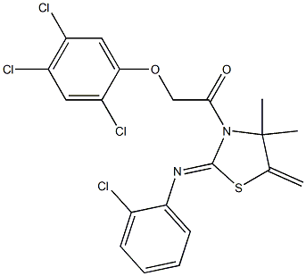 1-{2-[(2-chlorophenyl)imino]-4,4-dimethyl-5-methylidene-1,3-thiazolan-3-yl}-2-(2,4,5-trichlorophenoxy)ethan-1-one,,结构式