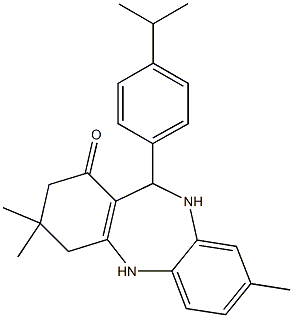 11-(4-isopropylphenyl)-3,3,8-trimethyl-2,3,4,5,10,11-hexahydro-1H-dibenzo[b,e][1,4]diazepin-1-one Structure