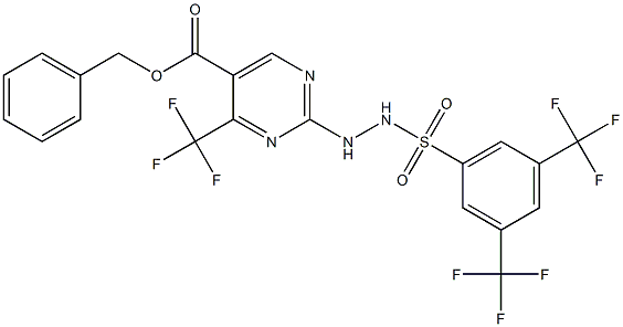 benzyl 2-(2-{[3,5-di(trifluoromethyl)phenyl]sulfonyl}hydrazino)-4-(trifluoromethyl)pyrimidine-5-carboxylate Struktur