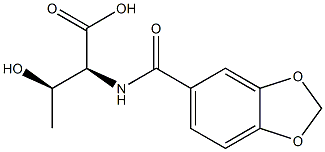 (2S,3R)-2-[(1,3-benzodioxol-5-ylcarbonyl)amino]-3-hydroxybutanoic acid 化学構造式