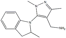[1,3-dimethyl-5-(2-methyl-2,3-dihydro-1H-indol-1-yl)-1H-pyrazol-4-yl]methanamine,,结构式