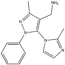 [3-methyl-5-(2-methyl-1H-imidazol-1-yl)-1-phenyl-1H-pyrazol-4-yl]methanamine Struktur