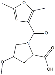 1-(2,5-dimethyl-3-furoyl)-4-methoxypyrrolidine-2-carboxylic acid,,结构式