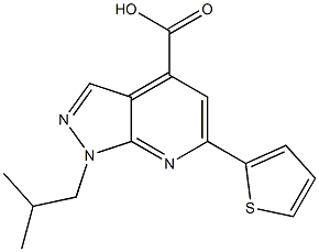 1-(2-methylpropyl)-6-(thiophen-2-yl)-1H-pyrazolo[3,4-b]pyridine-4-carboxylic acid,,结构式