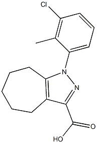 1-(3-chloro-2-methylphenyl)-1,4,5,6,7,8-hexahydrocyclohepta[c]pyrazole-3-carboxylic acid 化学構造式