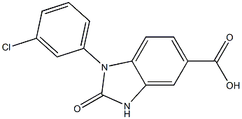 1-(3-chlorophenyl)-2-oxo-2,3-dihydro-1H-1,3-benzodiazole-5-carboxylic acid 化学構造式