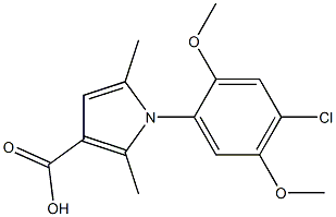 1-(4-chloro-2,5-dimethoxyphenyl)-2,5-dimethyl-1H-pyrrole-3-carboxylic acid 结构式