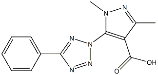 1,3-dimethyl-5-(5-phenyl-2H-1,2,3,4-tetrazol-2-yl)-1H-pyrazole-4-carboxylic acid Structure