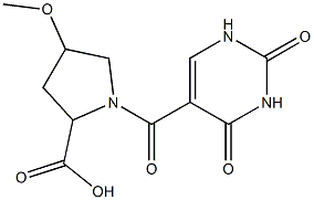 1-[(2,4-dioxo-1,2,3,4-tetrahydropyrimidin-5-yl)carbonyl]-4-methoxypyrrolidine-2-carboxylic acid,,结构式