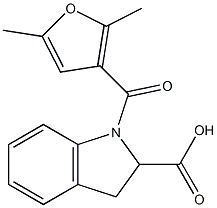 1-[(2,5-dimethylfuran-3-yl)carbonyl]-2,3-dihydro-1H-indole-2-carboxylic acid Structure