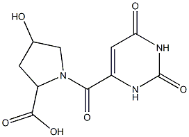 1-[(2,6-dioxo-1,2,3,6-tetrahydropyrimidin-4-yl)carbonyl]-4-hydroxypyrrolidine-2-carboxylic acid Structure