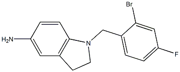 1-[(2-bromo-4-fluorophenyl)methyl]-2,3-dihydro-1H-indol-5-amine,,结构式