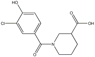 1-[(3-chloro-4-hydroxyphenyl)carbonyl]piperidine-3-carboxylic acid,,结构式