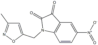 1-[(3-methyl-1,2-oxazol-5-yl)methyl]-5-nitro-2,3-dihydro-1H-indole-2,3-dione 结构式