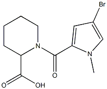 1-[(4-bromo-1-methyl-1H-pyrrol-2-yl)carbonyl]piperidine-2-carboxylic acid 化学構造式