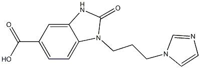 1-[3-(1H-imidazol-1-yl)propyl]-2-oxo-2,3-dihydro-1H-1,3-benzodiazole-5-carboxylic acid 化学構造式