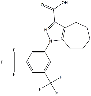 1-[3,5-bis(trifluoromethyl)phenyl]-1,4,5,6,7,8-hexahydrocyclohepta[c]pyrazole-3-carboxylic acid,,结构式