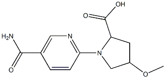 1-[5-(aminocarbonyl)pyridin-2-yl]-4-methoxypyrrolidine-2-carboxylic acid 化学構造式