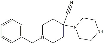 1-benzyl-4-(piperazin-1-yl)piperidine-4-carbonitrile 结构式