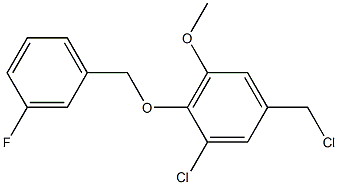 1-chloro-5-(chloromethyl)-2-[(3-fluorophenyl)methoxy]-3-methoxybenzene,,结构式