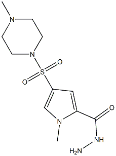 1-methyl-4-[(4-methylpiperazin-1-yl)sulfonyl]-1H-pyrrole-2-carbohydrazide,,结构式
