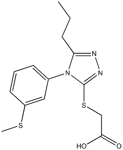 2-({4-[3-(methylsulfanyl)phenyl]-5-propyl-4H-1,2,4-triazol-3-yl}sulfanyl)acetic acid Struktur