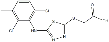2-({5-[(2,6-dichloro-3-methylphenyl)amino]-1,3,4-thiadiazol-2-yl}sulfanyl)acetic acid,,结构式