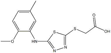 2-({5-[(2-methoxy-5-methylphenyl)amino]-1,3,4-thiadiazol-2-yl}sulfanyl)acetic acid Structure