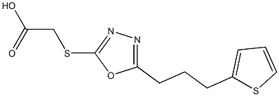 2-({5-[3-(thiophen-2-yl)propyl]-1,3,4-oxadiazol-2-yl}sulfanyl)acetic acid Struktur