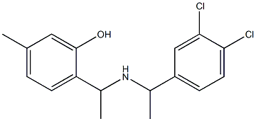 2-(1-{[1-(3,4-dichlorophenyl)ethyl]amino}ethyl)-5-methylphenol 化学構造式