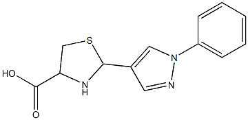 2-(1-phenyl-1H-pyrazol-4-yl)-1,3-thiazolidine-4-carboxylic acid Struktur